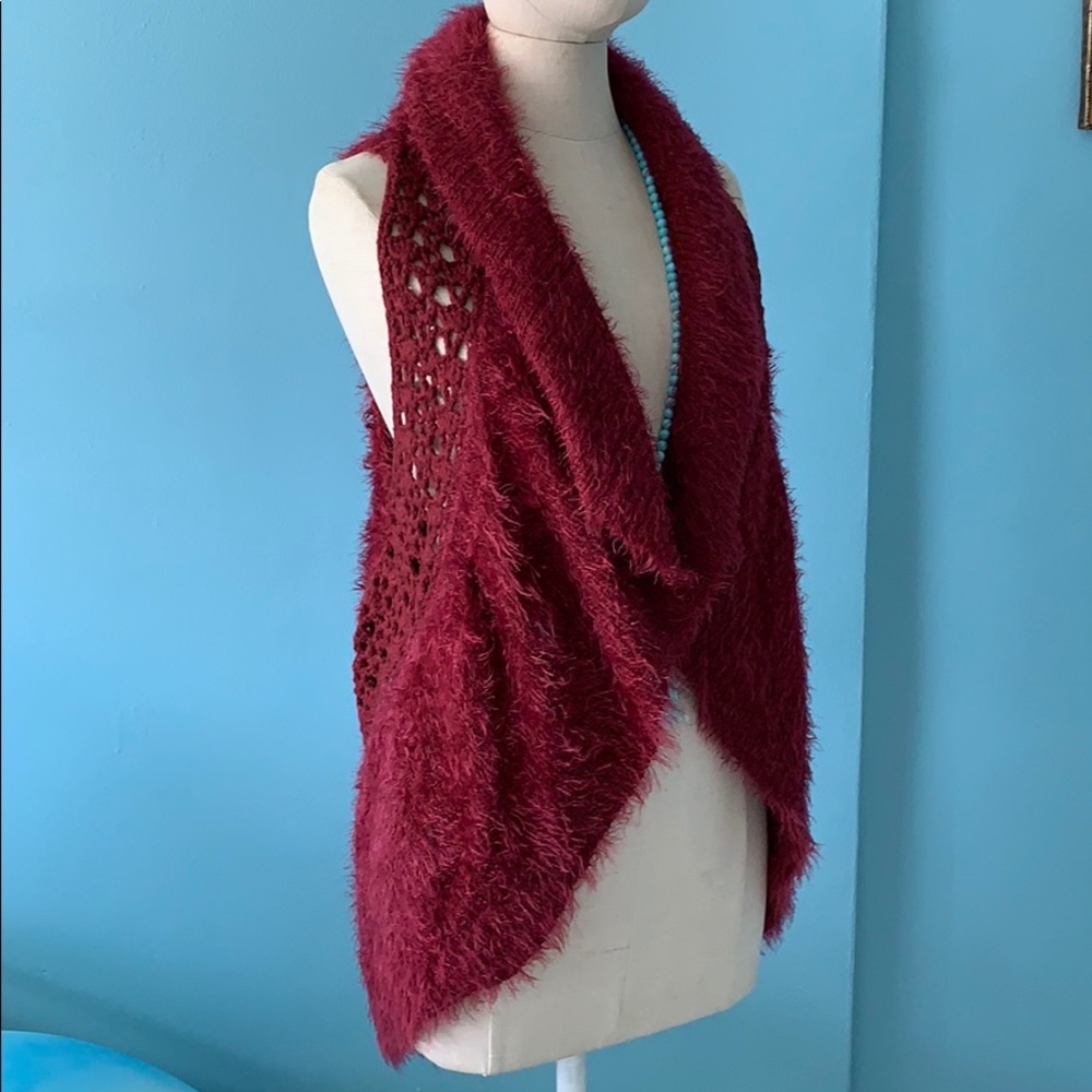 Boho Long Vest. Crochet detail Worn 1x.